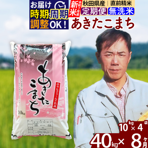 ※令和7年産 新米※《定期便8ヶ月》秋田県産 あきたこまち 40kg【無洗米】(10kg袋) 2025年産 お届け時期選べる お届け周期調整可能 隔月に調整OK お米 みそらファーム 161412 - 秋田県北秋田市