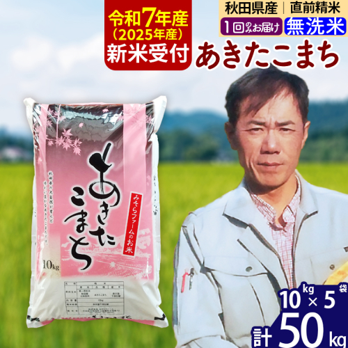 ※令和7年産 新米予約※秋田県産 あきたこまち 50kg【無洗米】(10kg袋)【1回のみお届け】2025年産 お届け時期選べる お米 みそらファーム 161417 - 秋田県北秋田市