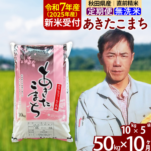 ※令和7年産 新米予約※《定期便10ヶ月》秋田県産 あきたこまち 50kg【無洗米】(10kg袋) 2025年産 お届け時期選べる お届け周期調整可能 隔月に調整OK お米 みそらファーム 161425 - 秋田県北秋田市