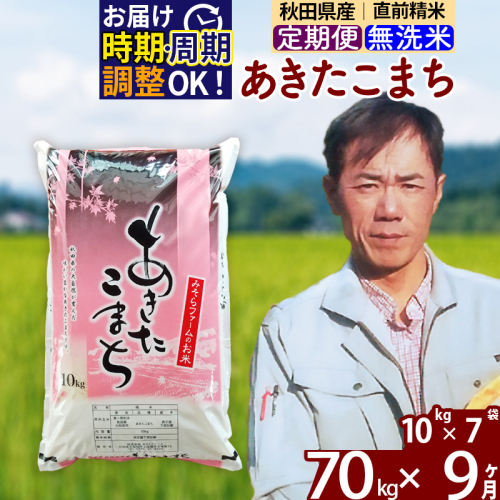 ※令和7年産※《定期便9ヶ月》秋田県産 あきたこまち 70kg【無洗米】(10kg袋) 2025年産 お届け時期選べる お届け周期調整可能 隔月に調整OK お米 みそらファーム 161446 - 秋田県北秋田市