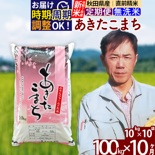 ※令和7年産 新米※《定期便10ヶ月》秋田県産 あきたこまち 100kg【無洗米】(10kg袋) 2025年産 お届け時期選べる お届け周期調整可能 隔月に調整OK お米 みそらファーム 161480 - 秋田県北秋田市