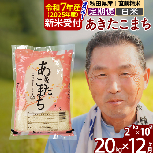 ※令和7年産 新米予約※《定期便12ヶ月》秋田県産 あきたこまち 20kg【白米】(2kg小分け袋) 2025年産 お届け時期選べる お届け周期調整可能 隔月に調整OK お米 おおもり 161550 - 秋田県北秋田市