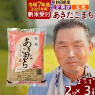※令和7年産 新米予約※《定期便3ヶ月》秋田県産 あきたこまち 2kg【玄米】(2kg小分け袋) 2025年産 お届け時期選べる お届け周期調整可能 隔月に調整OK お米 おおもり