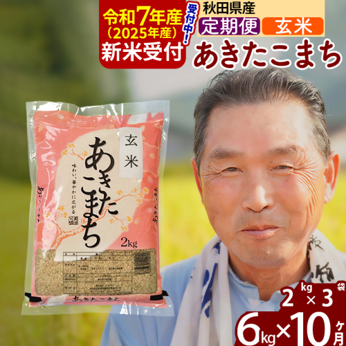 ※令和7年産 新米予約※《定期便10ヶ月》秋田県産 あきたこまち 6kg【玄米】(2kg小分け袋) 2025年産 お届け時期選べる お届け周期調整可能 隔月に調整OK お米 おおもり 161669 - 秋田県北秋田市