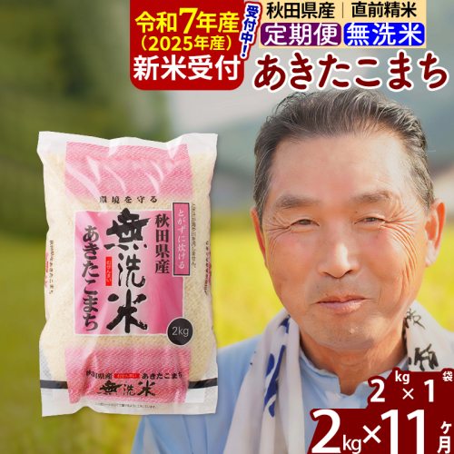 ※令和7年産 新米予約※《定期便11ヶ月》秋田県産 あきたこまち 2kg【無洗米】(2kg小分け袋) 2025年産 お届け時期選べる お届け周期調整可能 隔月に調整OK お米 おおもり 161802 - 秋田県北秋田市