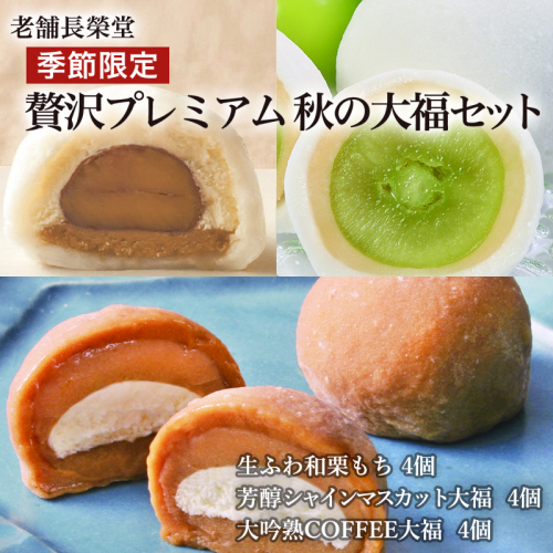 老舗長榮堂「【季節限定】贅沢プレミアム 秋の大福セット」 計12個  FZ21-947 菓子 スイーツ 詰合せ 詰め合わせ 土産 ギフト プレゼント 贈り物 おすすめ 美味しい 162880 - 山形県山形市