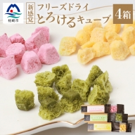 ～とろける～ フリーズドライ・キューブ(たんかん・緑茶・いちご) ×4箱  ｆラボ AA-677