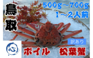 鳥取県産　ボイル　松葉ガニ（500g~700g）（1~2人前）訳アリ