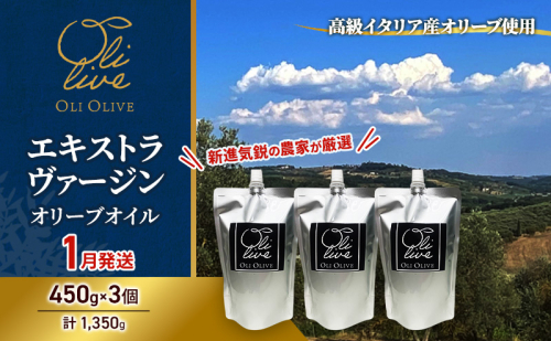 【受賞農家が選出】 高級イタリア産 エキストラ・ヴァージン・オリーブオイル 450g×3個【2025年1月より順次発送】 1638560 - 静岡県袋井市
