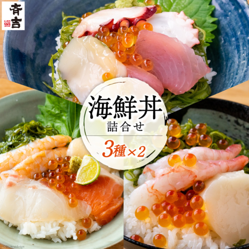 海鮮丼 斉吉海鮮丼 3種 各2袋 計6袋 [斉吉商店 宮城県 気仙沼市 20564949] 海鮮 丼 丼ぶり どんぶり 甘エビ 甘海老 えび エビ 鯛 タイ サーモン めかぶ いくら 帆立 魚介 魚介類 魚 三陸  1643168 - 宮城県気仙沼市