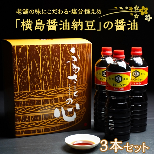 老舗の味にこだわる「横島醤油納豆」の醤油　３本セット　[AO006ya] 165287 - 茨城県八千代町
