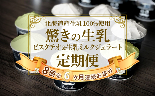 ＜6ヶ月定期便＞北海道産 生乳 ジェラート アイス 毎月8個 ピスタチオ ＆ 生乳ミルク 各4個  詰め合わせ ジェラートセット 165440 - 北海道新ひだか町