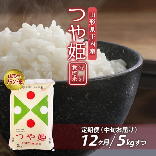 SJ0008　【12回定期便】特別栽培米つや姫　5kg×12回(計60kg) AB