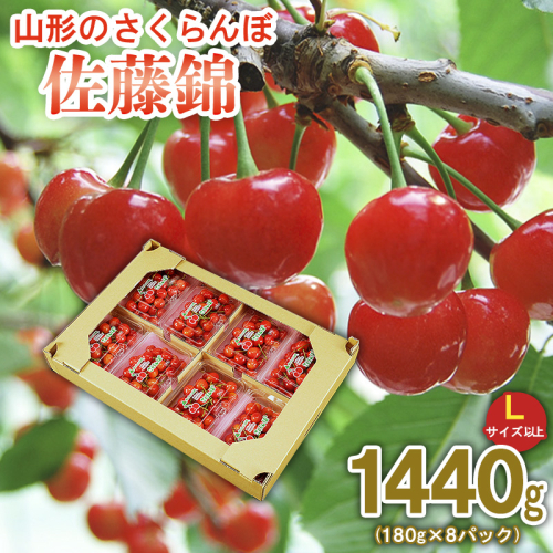山形のさくらんぼ 佐藤錦  1440g (180g×8パック)Lサイズ以上 【令和8年産先行予約】FS25-515 165619 - 山形県山形市