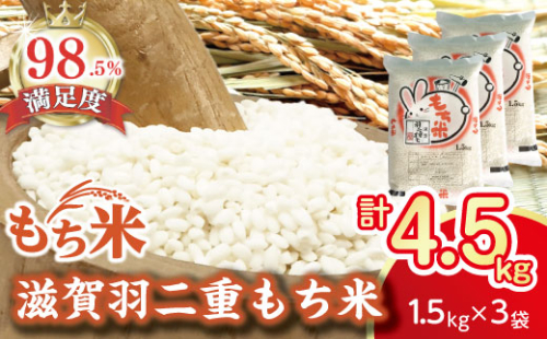【新米】【7年産】滋賀羽二重もち米【1.5kg×3袋】【T036W1】 166321 - 滋賀県近江八幡市