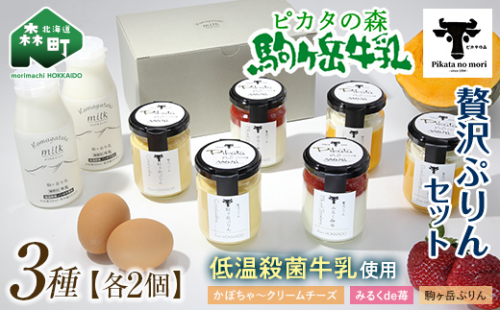 ピカタの森駒ヶ岳牛乳 贅沢ぷりんセット（各2個×3種）＜ピカタの森 駒ケ岳牛乳＞ 低温殺菌 ノンホモ牛乳 スイーツ ぷりん プリン ふるさと納税 北海道 mr1-0504-1 167917 - 北海道森町