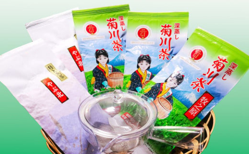 やぶきた深蒸し茶（2種類 計5本）と急須（1点）セット ｜ お茶 日本茶 やぶきた茶 緑茶 煎茶 深蒸し茶 透明急須 牧之原産 静岡茶 静岡県 菊川市 1687460 - 静岡県菊川市