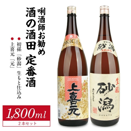 SB0566　［酒の酒田］定番酒セット　計2本(各1800ml×1本)【初孫 砂潟、上喜元 元】 1688574 - 山形県酒田市