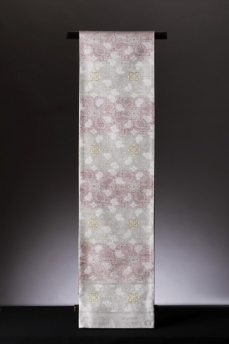 SG-08　御山杉染め　袋帯　葡萄唐草二釜文　「お仕立（帯芯付き）」 169434 - 三重県多気町