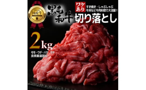 ＜訳あり＞宮城県産黒毛和牛 2.0kg(500g×4)部位厳選切り落とし すき焼き・しゃぶしゃぶ用【1571148】