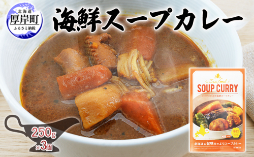 海鮮スープカレー 250g×3個 カレー レトルト 1697936 - 北海道厚岸町