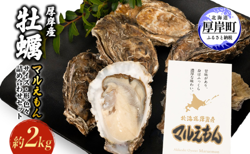 厚岸産 牡蠣マルえもん 約2kg サイズ色々・形色々 詰め合わせセット 1697941 - 北海道厚岸町