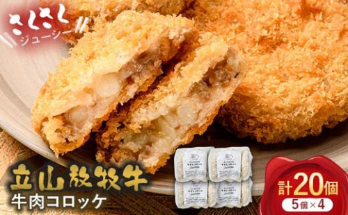 立山放牧牛 牛肉コロッケ5個×4セット カシワファーム 牛肉 おかず 惣菜 時短 冷凍 富山県 立山町 F6T-454 1699382 - 富山県立山町