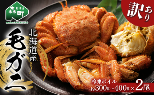 ☆訳あり☆北海道産 冷凍ボイル毛ガニ約300g～400g前後×2尾 ＜海鮮問屋　株式会社　瑞宝＞ かに カニ 蟹 ガニ がに 森町 ふるさと納税 北海道 毛蟹 毛かに 毛ガニ 毛カニ mr1-0946 169959 - 北海道森町