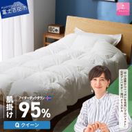 【甲州羽毛肌掛けふとん】銀の糸×アイダーダウン95％ (クイーン / アイボリー) お任せカバー付き