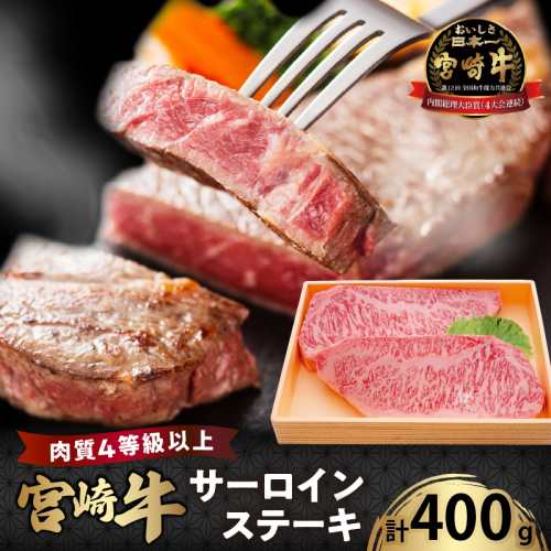 宮崎牛サーロインステーキ(計400g) 肉 牛 牛肉 国産_T050-0011 1700463 - 宮崎県都農町