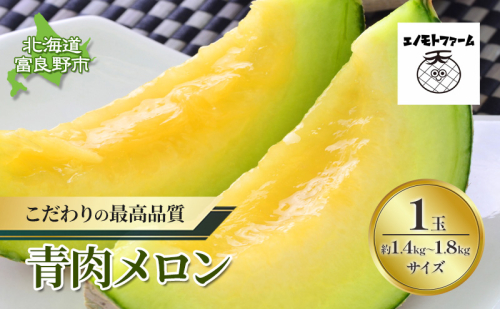 【2026年夏発送】北海道 富良野産 青肉メロン 1玉 1.4kg～1.8kgサイズ ふらの メロン ギフト 果物 青玉(榎本農園) メロン キングメルティ フルーツ 果物 新鮮 甘い 贈り物 ギフト 道産 ジューシー おやつ ふらの ブランド 夏 1709005 - 北海道富良野市