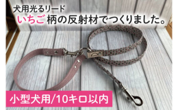 レトロ可愛いタッチのイチゴ柄がかわいい反射材でリードを作りました。反射材自体も特注で作ったオリジナルです。「反射材はださい」「持ちたくない」という方がどうやったら積極的に反射材を持ちたくなるか考えた結
