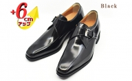 ビジネスシューズ 本革 革靴 紳士靴 スワローモカ モンク 6cmアップ シークレットシューズ No.1924 ブラック