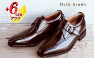 ビジネスシューズ 本革 革靴 紳士靴 スワローモカ モンク 6cmアップ シークレットシューズ No.1924 ダークブラウン