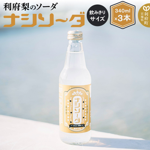 【利府梨のソーダ】ナシソーダ（飲みきりサイズ）340ml×3本セット 1726316 - 宮城県利府町