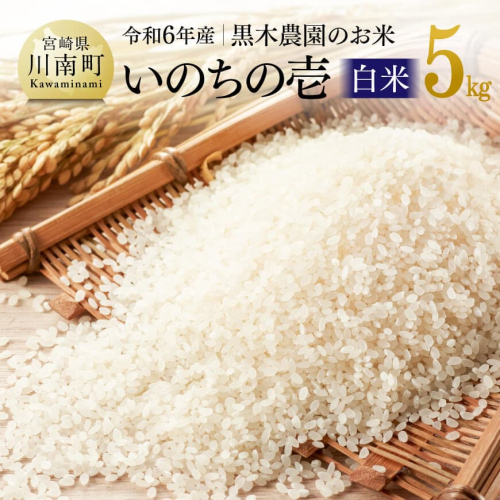 【令和6年産】黒木農園のお米「いのちの壱(白米)」5kg 【 米 お米 白米 国産 宮崎県産 いのちの壱 おにぎり 】 1729133 - 宮崎県川南町