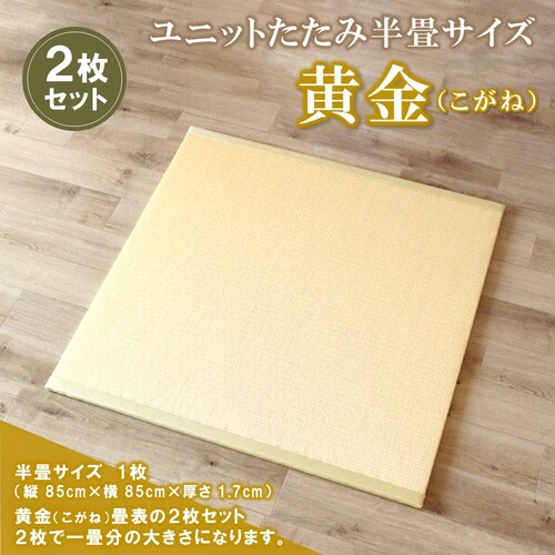 ユニットたたみ半畳サイズ2枚セット【黄金(こがね)】 【和紙表 撥水加工 変色しづらい 職人 本格派 やすらぎ ごろ寝 昼寝 国産 手作り】(H075109) 173536 - 佐賀県神埼市
