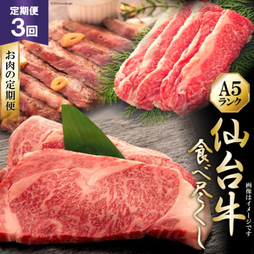 3回 定期便 仙台牛食べ尽くしお肉の定期便 [気仙沼市物産振興協会 宮城県 気仙沼市 20565329] 肉 牛肉 和牛 黒毛和牛 3ヶ月 173560 - 宮城県気仙沼市
