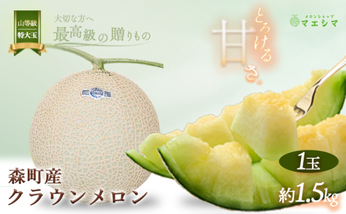 クラウンメロン【上（山等級）】特大玉（1.5kg前後）1玉入り 果物類 メロン青肉 フルーツ  173980 - 静岡県森町