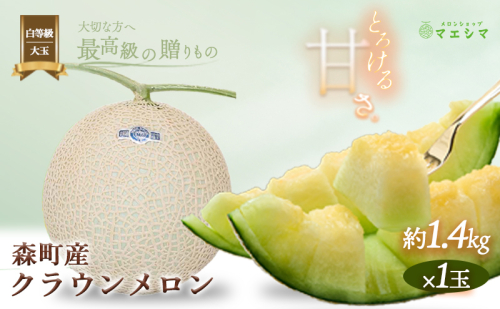 クラウンメロン 並 白等級 大玉 1.4kg前後 1玉入り メロン 青肉 フルーツ マスクメロン 果物 青肉メロン 高級 高級メロン 高級フルーツ 旬のフルーツ 旬の果物 季節のフルーツ 季節の果物 静岡 静岡県 森町