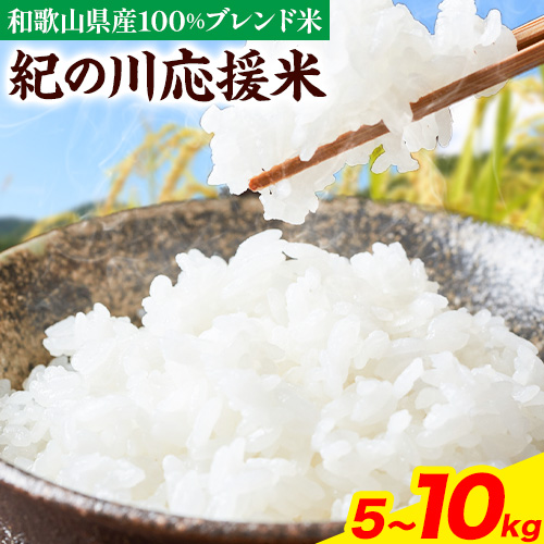 令和6年産 米 10kg 5kg 選べる容量 お米 白米 10キロ 5キロ 紀の川応援米《30日以内に出荷予定（土日祝除く）》和歌山県 紀の川市 送料無料 国産 こめ 米 白米 精米
 1752906 - 和歌山県紀の川市