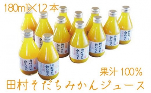 果汁100%　田村そだちみかんジュース　180ml×12本 175400 - 和歌山県新宮市