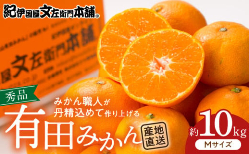 V7433_ブランド有田みかん【Ｍ】秀品10kg／産地直送／薄皮で甘い美味しい和歌山県産／紀伊国屋文左衛門本舗（お届け日指定不可） 178557 - 和歌山県湯浅町