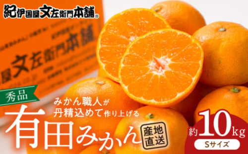 V7434_有田みかん 10kg Sサイズ 産地直送 国産 有田 みかん 温州みかん ブランドみかん 柑橘 果物 フルーツ 果実 程よい酸味 濃厚 コク ジューシー 果汁 ノーワックス 紀伊国屋文左衛門本舗 和歌山県 湯浅町 送料無料 178558 - 和歌山県湯浅町