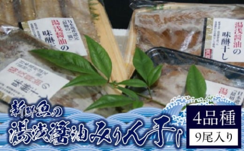 ZD6179n_和歌山の近海でとれた新鮮魚の湯浅醤油みりん干し4品種9尾入りの詰め合わせ 179732 - 和歌山県湯浅町