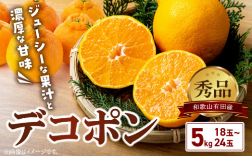 BD6004n_【2026年先行予約】デコポン 秀品 約 5kg 18 ～ 24玉 不知火 甘味 濃厚 ジューシー 甘い 果汁 大きい果肉 薄皮 高品質 糖度 13度以上 柑橘 フルーツ 果物 食品 国産 有田産 和歌山県 湯浅町 マルナガ お取り寄せ 送料無料 179790 - 和歌山県湯浅町