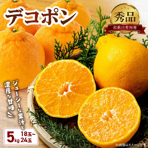BD6004n_デコポン 秀品 約 5kg 18 ～ 24玉 不知火 甘味 濃厚 ジューシー 甘い 果汁 大きい果肉 薄皮 高品質 糖度 13度以上 柑橘 フルーツ 果物 食品 国産 有田産 和歌山県 湯浅町 マルナガ お取り寄せ 送料無料 179790 - 和歌山県湯浅町