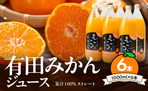 ZE6179n_「まごころ」有田みかん 100％ ジュース 1000ml 6本 セット 179834 - 和歌山県湯浅町