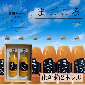 ZE6368n_有田みかんジュース100％1000ml 2本セット化粧箱入り【まごころ】 180391 - 和歌山県湯浅町