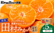 V7449_青秀 田村みかん 5kg Sサイズ 濃厚 紅色 果皮 果肉 糖度 高い 味 ブランド みかん フルーツ 果実 果物 柑橘 濃厚 国産 食品 食べ物 おやつ デザート 紀伊国屋文左衛門本舗 お取り寄せ お取り寄せフルーツ 和歌山県 湯浅町 送料無料